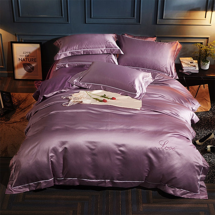 Silk Four-Piece Sheets Bed Sheet Double Nude Sleeping Quilt Cover Ice Silk Bedding 1.5M Bed