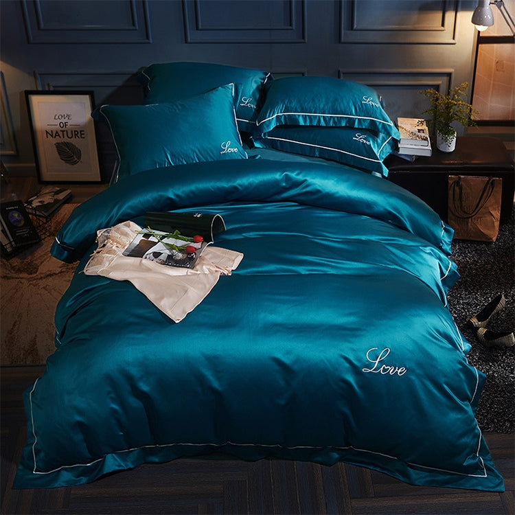 Silk Four-Piece Sheets Bed Sheet Double Nude Sleeping Quilt Cover Ice Silk Bedding 1.8M Bed