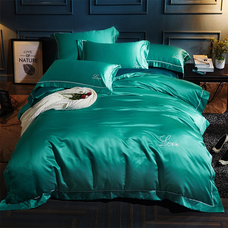 Silk Four-Piece Sheets Bed Sheet Double Nude Sleeping Quilt Cover Ice Silk Bedding 1.8M Bed