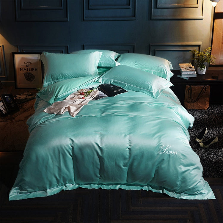 Silk Four-Piece Sheets Bed Sheet Double Nude Sleeping Quilt Cover Ice Silk Bedding 1.8M Bed