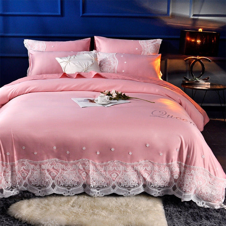 Silk Four-Piece Sheets Bed Sheet Double Nude Sleeping Quilt Cover Ice Silk Bedding 1.8M Bed