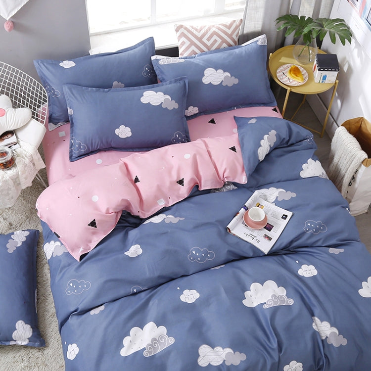 4 PCS/Set Brief Cloud Printing Textile Bedding Set Pillowcase Comfortable Home Bed Set, Size:1.5M