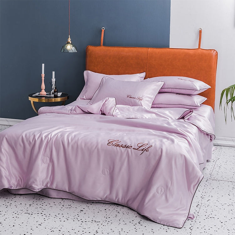 Summer Healthy Sleep Ice Silk Air Conditioner Quilt Four-piece Set Machine Washable, Style:Section A Sheet, Bed Size:1.5 Meters