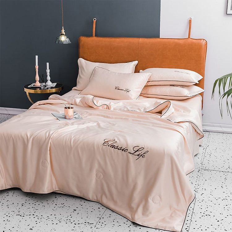 Summer Healthy Sleep Ice Silk Air Conditioner Quilt Four-piece Set Machine Washable, Style:Section A Sheet, Bed Size:1.8 Meters