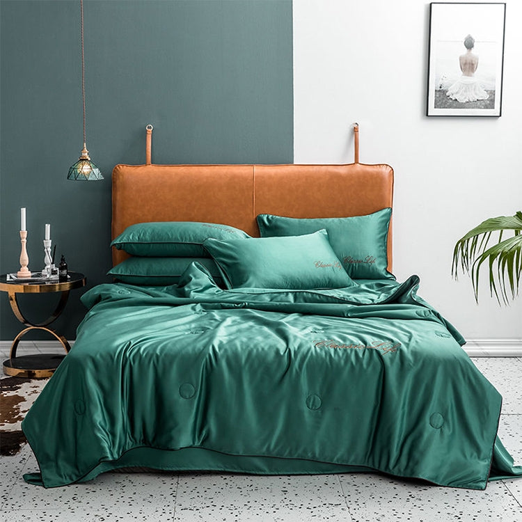 Summer Healthy Sleep Ice Silk Air Conditioner Quilt Four-piece Set Machine Washable, Style:Section B Bed Mattress, Bed Size:1.5 Meters