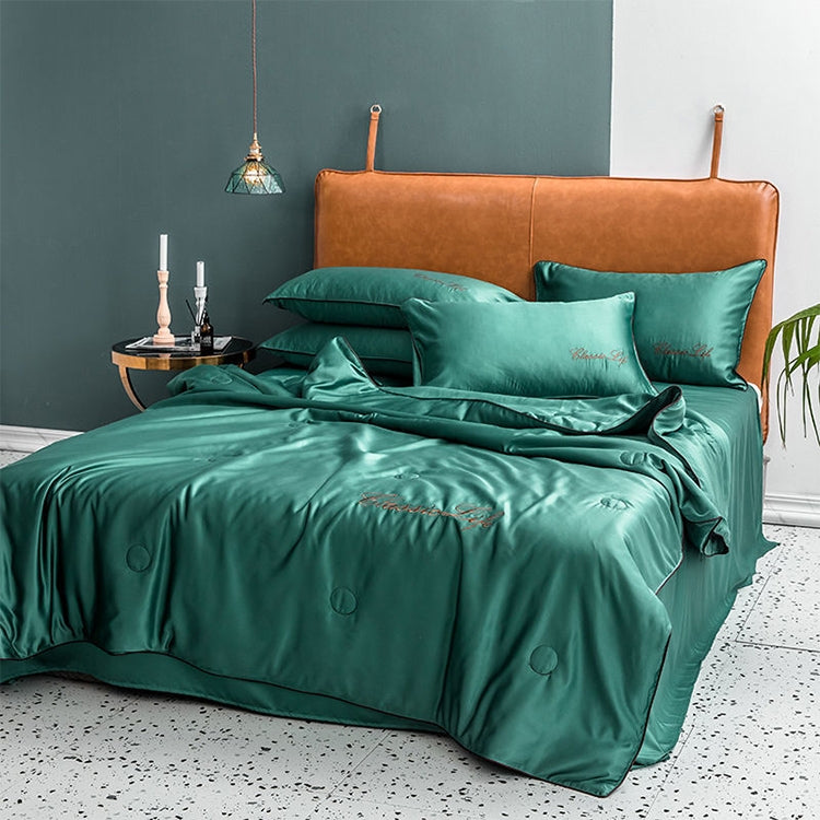 Summer Healthy Sleep Ice Silk Air Conditioner Quilt Four-piece Set Machine Washable, Style:Section B Bed Mattress, Bed Size:1.5 Meters
