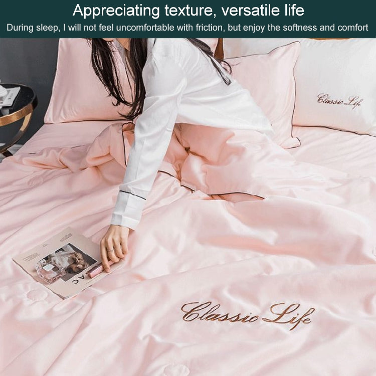 Summer Healthy Sleep Ice Silk Air Conditioner Quilt Four-piece Set Machine Washable, Style:Section B Bed Mattress, Bed Size:1.5 Meters