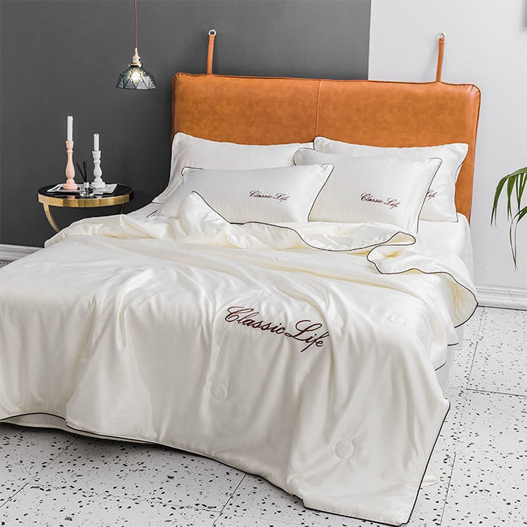 Summer Healthy Sleep Ice Silk Air Conditioner Quilt Four-piece Set Machine Washable, Style:Section B Bed Mattress, Bed Size:1.5 Meters