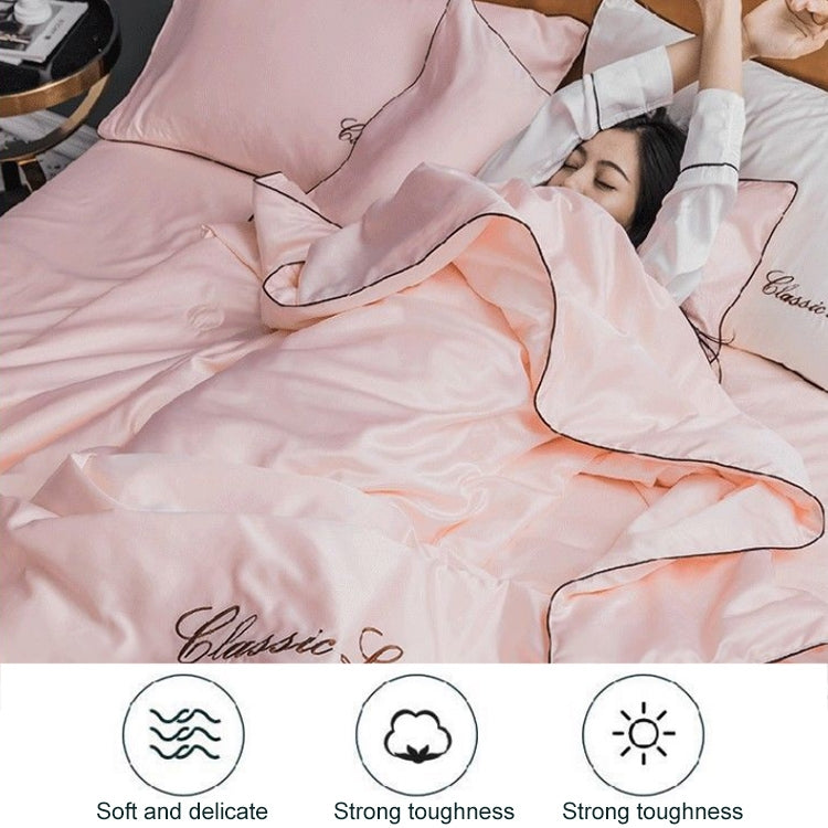 Summer Healthy Sleep Ice Silk Air Conditioner Quilt Four-piece Set Machine Washable, Style:Section B Bed Mattress, Bed Size:1.5 Meters