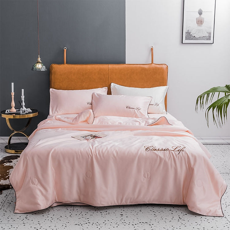 Summer Healthy Sleep Ice Silk Air Conditioner Quilt Four-piece Set Machine Washable, Style:Section B Bed Mattress, Bed Size:1.5 Meters
