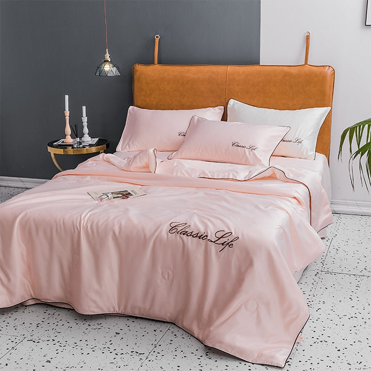 Summer Healthy Sleep Ice Silk Air Conditioner Quilt Four-piece Set Machine Washable, Style:Section B Bed Mattress, Bed Size:1.5 Meters