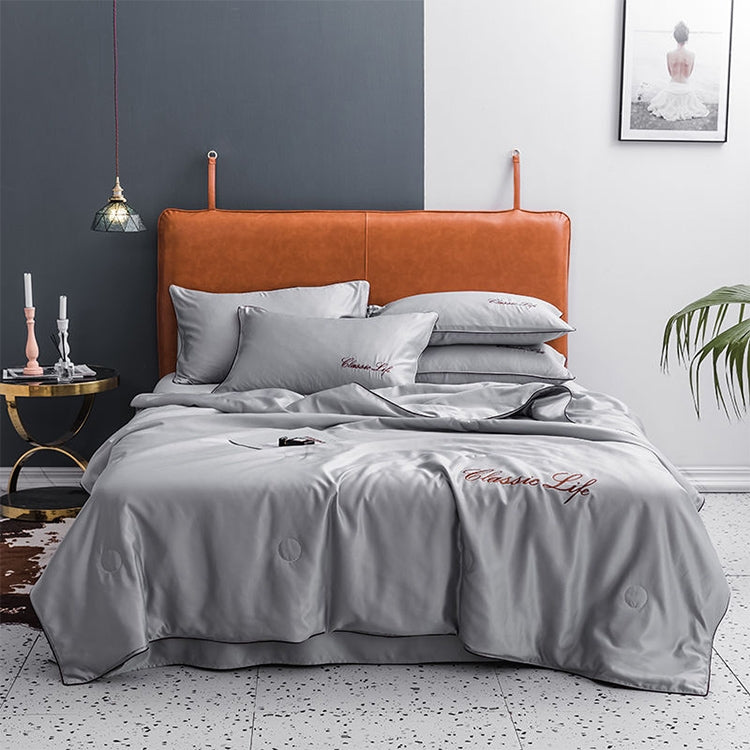 Summer Healthy Sleep Ice Silk Air Conditioner Quilt Four-piece Set Machine Washable, Style:Section B Bed Mattress, Bed Size:1.5 Meters
