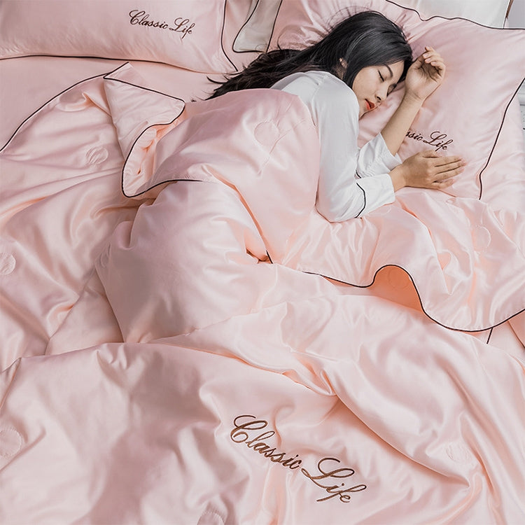 Summer Healthy Sleep Ice Silk Air Conditioner Quilt Four-piece Set Machine Washable, Style:Section B Bed Mattress, Bed Size:1.5 Meters