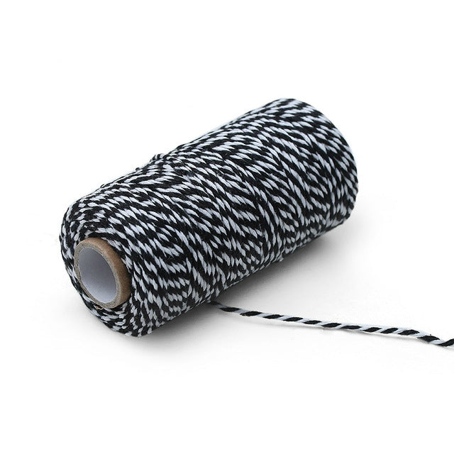 Two-color Cotton Thread Handmade DIY Drawstring Gift Box Packing Rope 2mm Thick (100m / Roll)