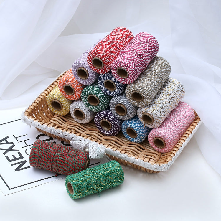 Two-color Cotton Thread Handmade DIY Drawstring Gift Box Packing Rope 2mm Thick (100m / Roll)