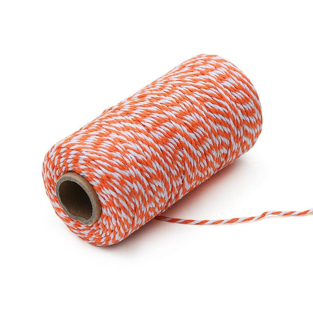 Two-color Cotton Thread Handmade DIY Drawstring Gift Box Packing Rope 2mm Thick (100m / Roll)