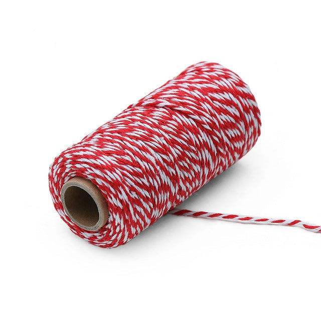 Two-color Cotton Thread Handmade DIY Drawstring Gift Box Packing Rope 2mm Thick (100m / Roll)