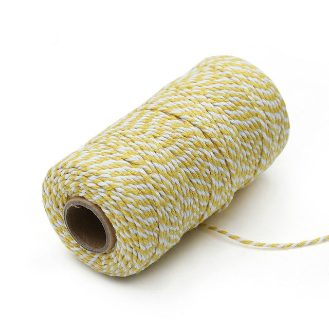 Two-color Cotton Thread Handmade DIY Drawstring Gift Box Packing Rope 2mm Thick (100m / Roll)