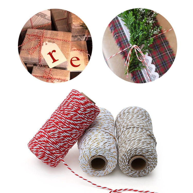 Two-color Cotton Thread Handmade DIY Drawstring Gift Box Packing Rope 2mm Thick (100m / Roll)