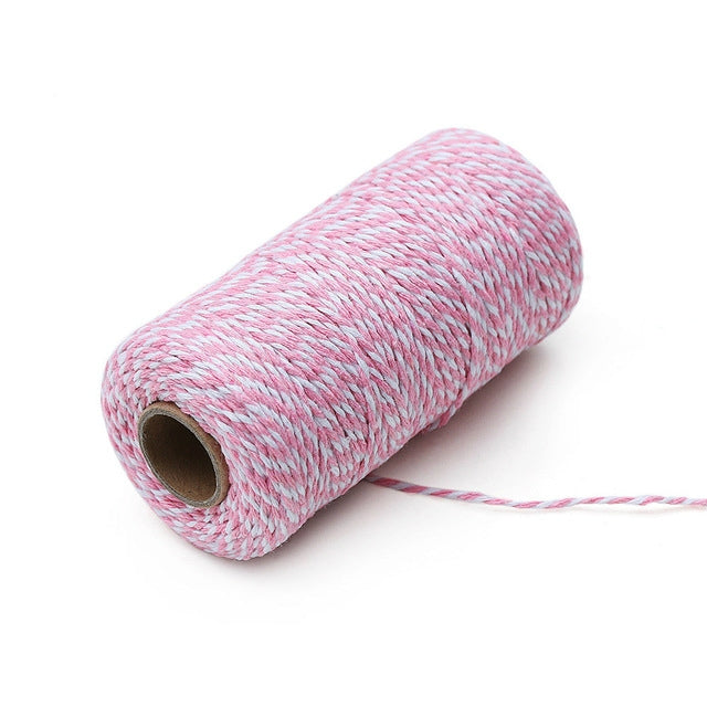 Two-color Cotton Thread Handmade DIY Drawstring Gift Box Packing Rope 2mm Thick (100m / Roll)