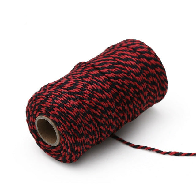 Two-color Cotton Thread Handmade DIY Drawstring Gift Box Packing Rope 2mm Thick (100m / Roll)