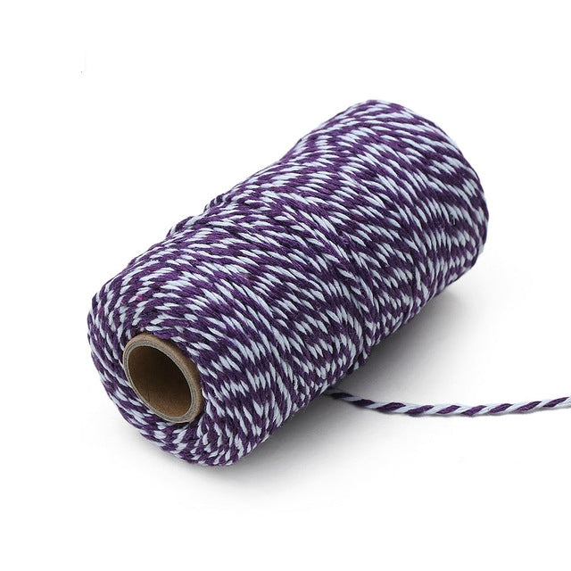 Two-color Cotton Thread Handmade DIY Drawstring Gift Box Packing Rope 2mm Thick (100m / Roll)