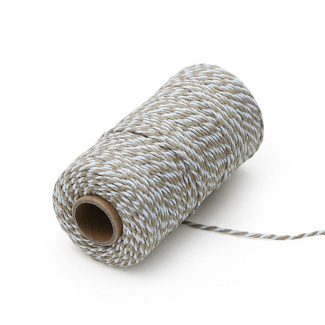 Two-color Cotton Thread Handmade DIY Drawstring Gift Box Packing Rope 2mm Thick (100m / Roll)