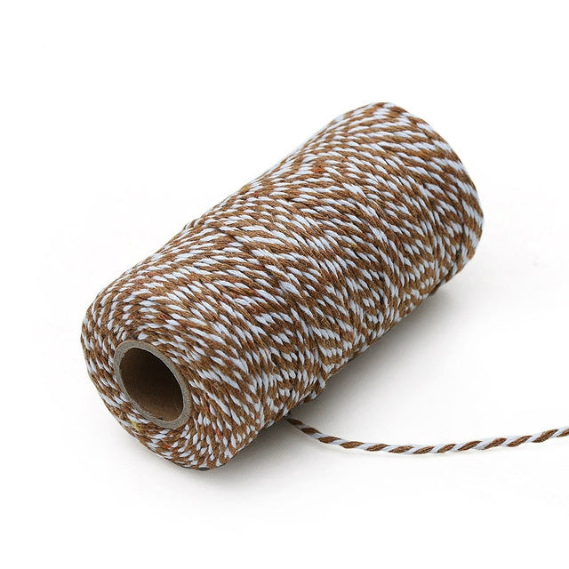Two-color Cotton Thread Handmade DIY Drawstring Gift Box Packing Rope 2mm Thick (100m / Roll)