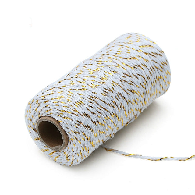 Two-color Cotton Thread Handmade DIY Drawstring Gift Box Packing Rope 2mm Thick (100m / Roll)