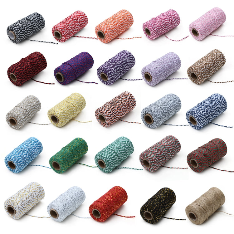 Two-color Cotton Thread Handmade DIY Drawstring Gift Box Packing Rope 2mm Thick (100m / Roll)