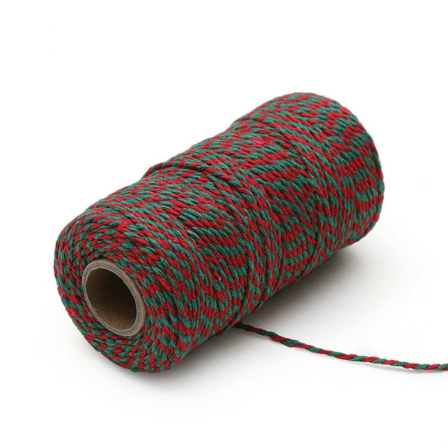 Two-color Cotton Thread Handmade DIY Drawstring Gift Box Packing Rope 2mm Thick (100m / Roll)