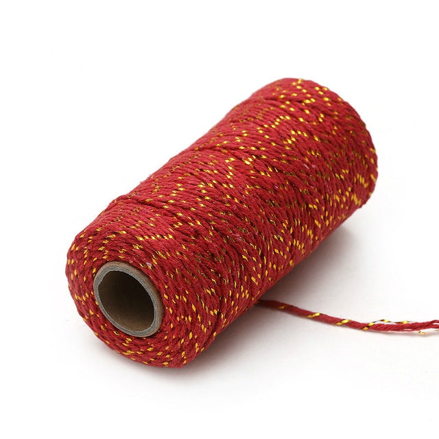 Two-color Cotton Thread Handmade DIY Drawstring Gift Box Packing Rope 2mm Thick (100m / Roll)