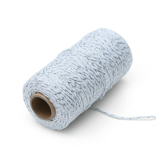 Two-color Cotton Thread Handmade DIY Drawstring Gift Box Packing Rope 2mm Thick (100m / Roll)