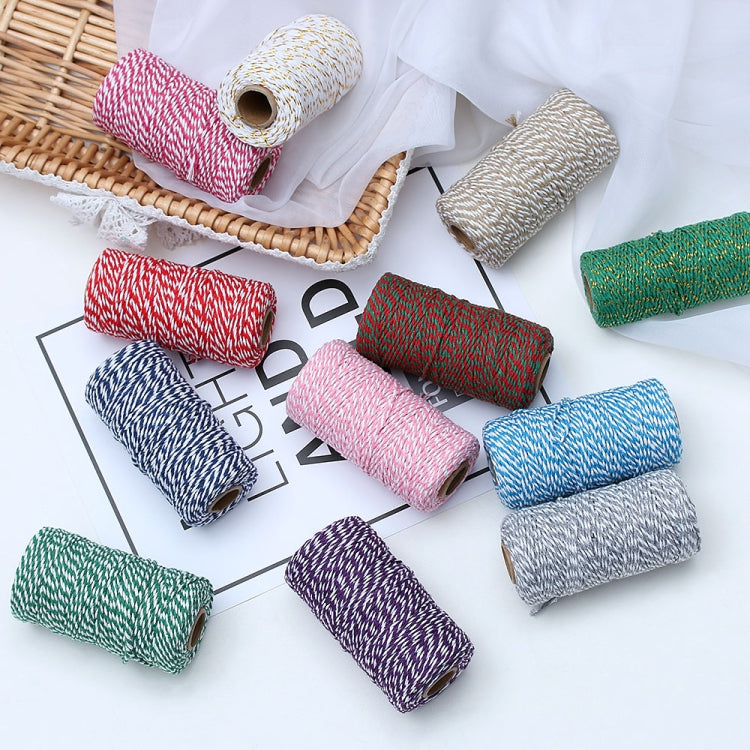 Two-color Cotton Thread Handmade DIY Drawstring Gift Box Packing Rope 2mm Thick (100m / Roll)