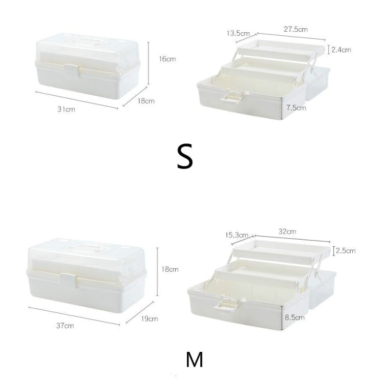 Plastic Storage Box Medicine Box Organizer 3 Layers Multi-Functional Portable Medicine Cabinet Family Emergency Kit Box, Color: S White