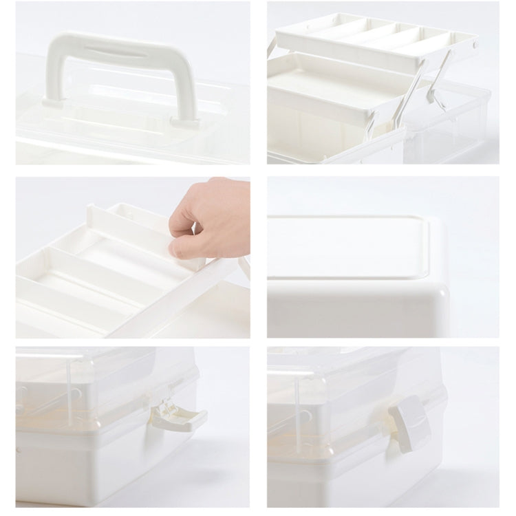 Plastic Storage Box Medicine Box Organizer 3 Layers Multi-Functional Portable Medicine Cabinet Family Emergency Kit Box, Color: S White