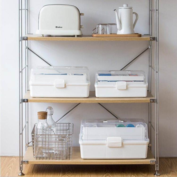 Plastic Storage Box Medicine Box Organizer 3 Layers Multi-Functional Portable Medicine Cabinet Family Emergency Kit Box, Color: S White