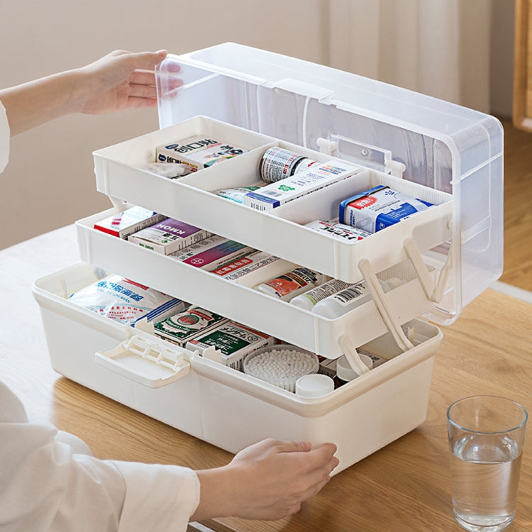 Plastic Storage Box Medicine Box Organizer 3 Layers Multi-Functional Portable Medicine Cabinet Family Emergency Kit Box, Color: M White