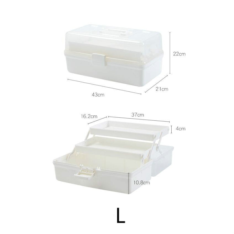 Plastic Storage Box Medicine Box Organizer 3 Layers Multi-Functional Portable Medicine Cabinet Family Emergency Kit Box, Color: L White