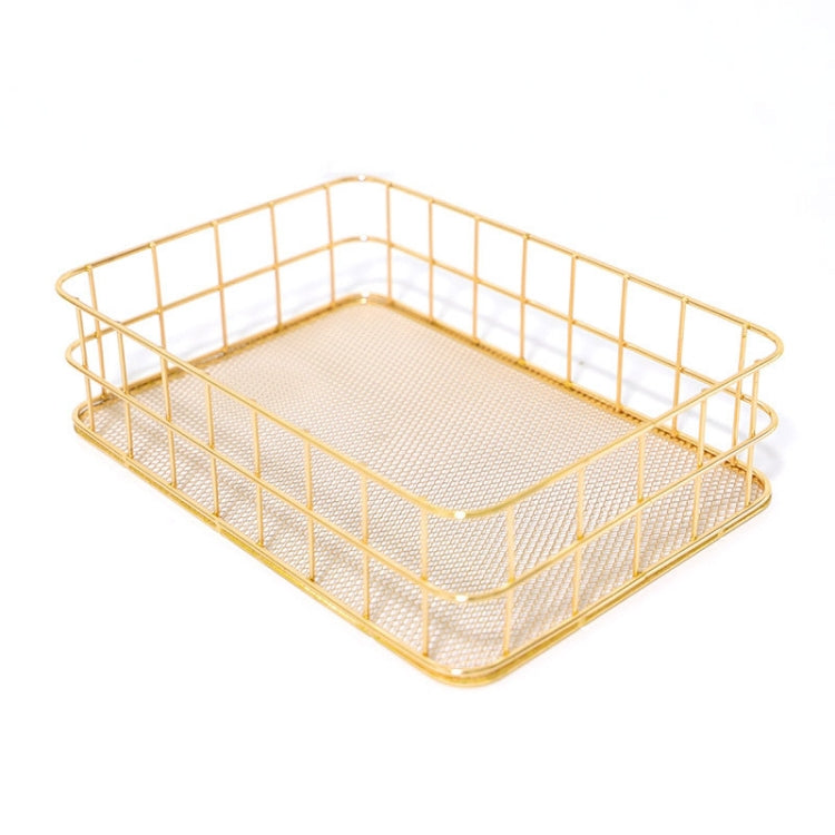 Gold Net Bottom Modern Minimalist Office Home Wrought Iron Storage Basket, Size:Large Size