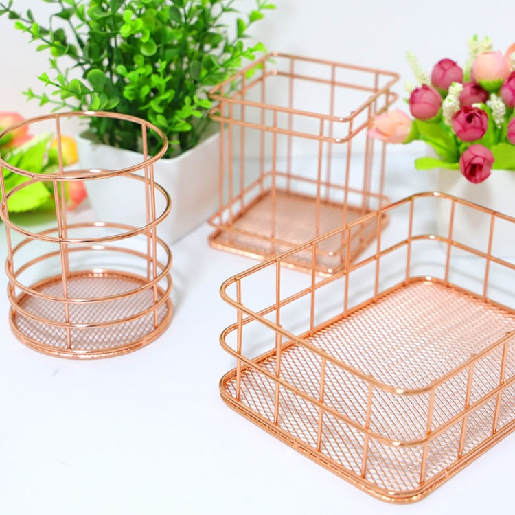 Gold Net Bottom Modern Minimalist Office Home Wrought Iron Storage Basket, Size:Large Size