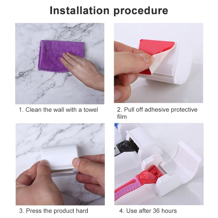 2 PCS Wall-mounted Shaver Shelf Plastic Razor Rack Sucked