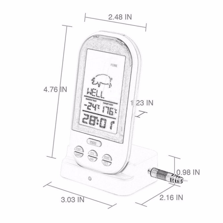 Wireless Digital LCD Display BBQ Thermometer Kitchen Digital Probe Thermometer Barbecue Temperature Tool