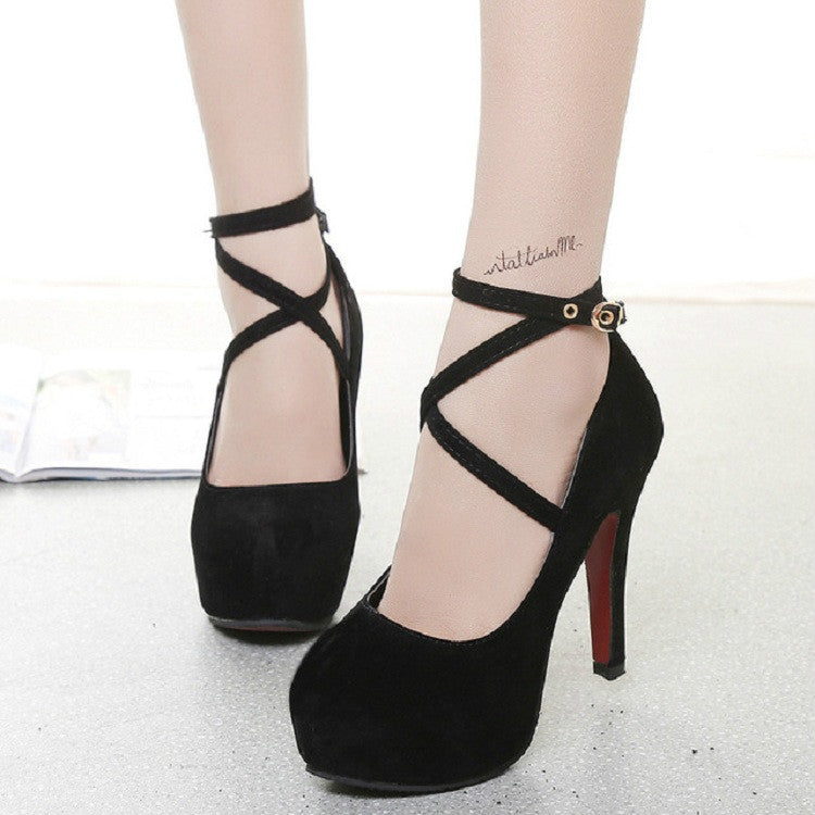 Women Shoes Round Toe Stiletto High Heels, Size:36