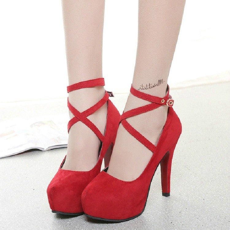 Women Shoes Round Toe Stiletto High Heels, Size:36