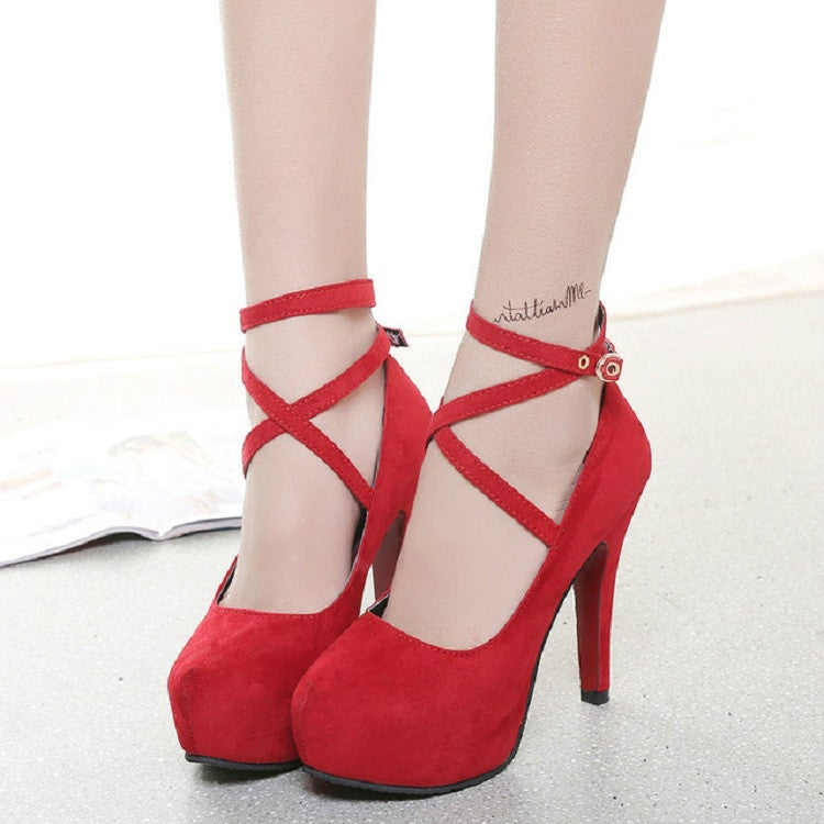 Women Shoes Round Toe Stiletto High Heels, Size:37