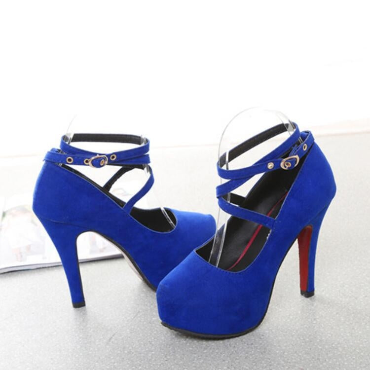 Women Shoes Round Toe Stiletto High Heels, Size:37