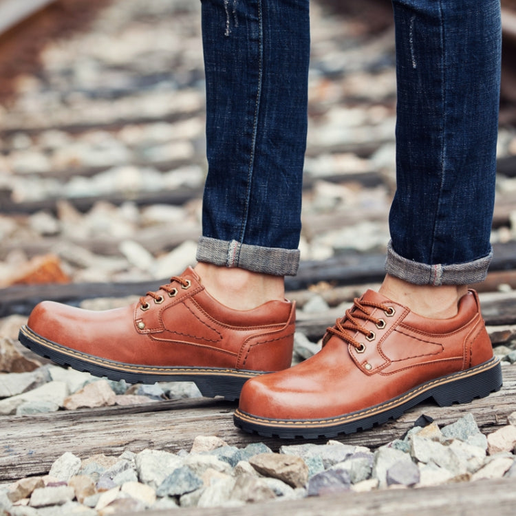 Autumn Winter Men Casual Leather Boots Lace-up Shoes, Size:42