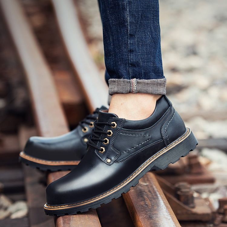 Autumn Winter Men Casual Leather Boots Lace-up Shoes, Size:42