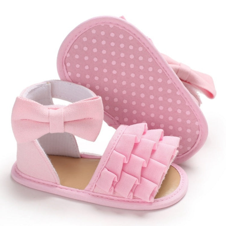 Summer Baby Girl Shoes Cute Crib Breathable Anti-Slip Bowknot Sandals Toddler Soft Soled Shoes, Size:13cm